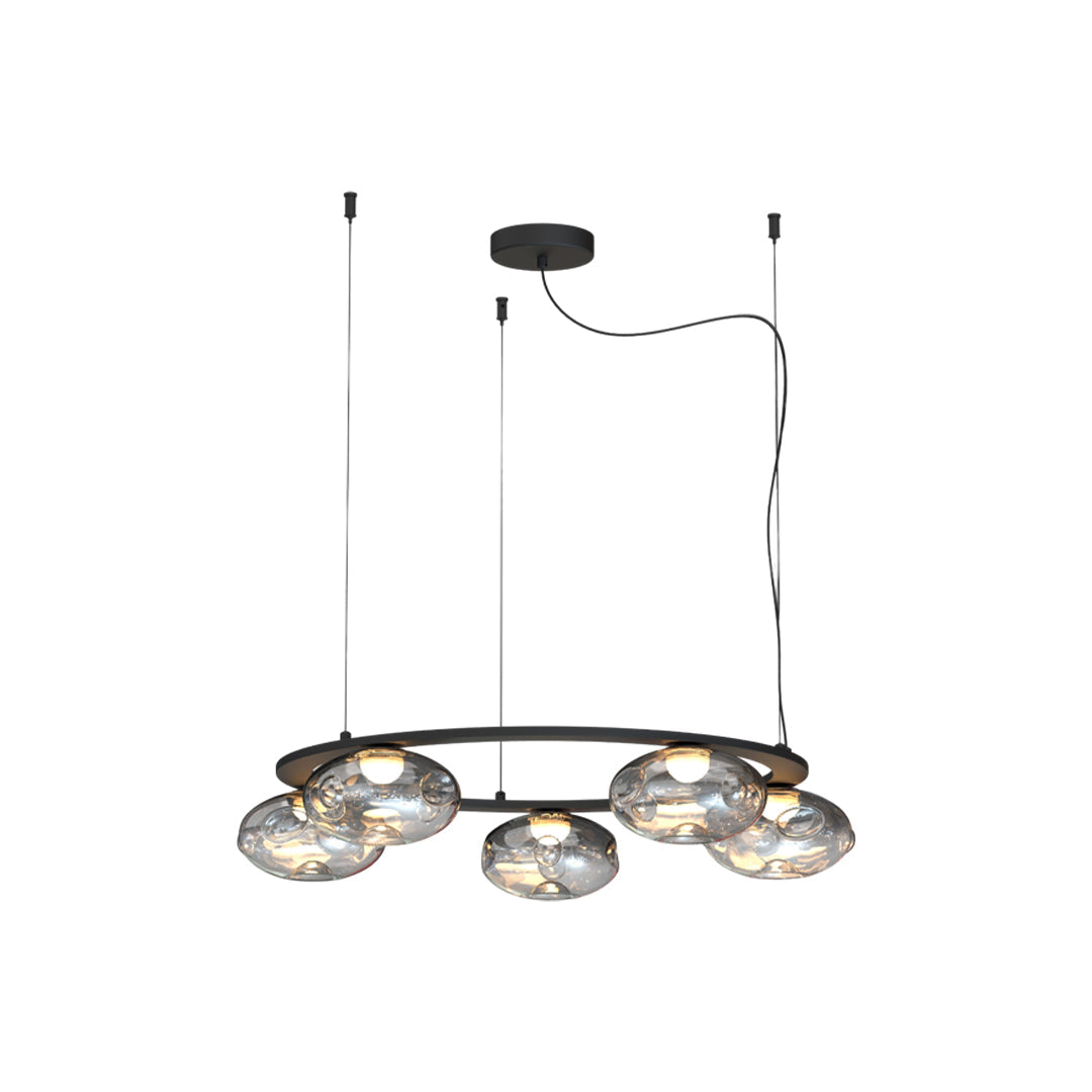 Aurelia Modern Traditional Chandelier in Black Iron and Smoke Glass