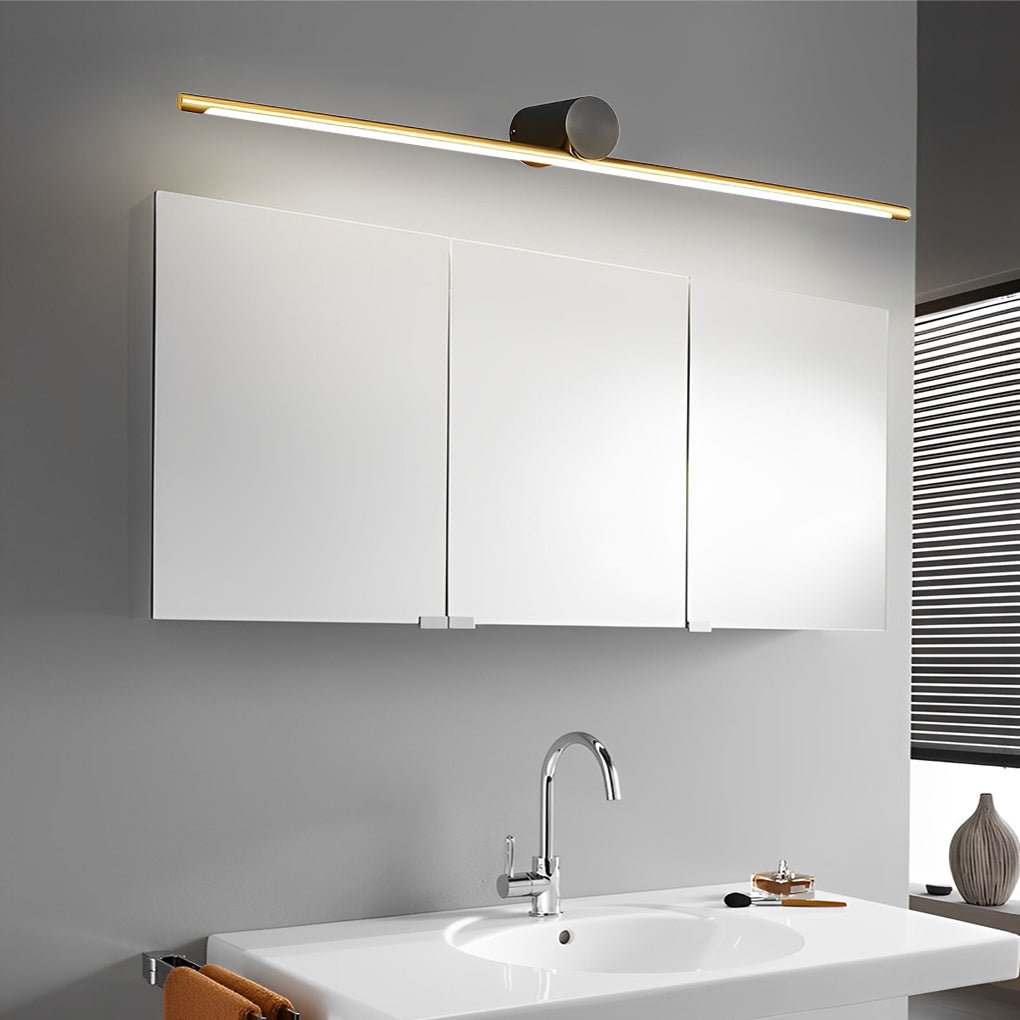 Modern Two-Tone LED Bathroom Vanity Light with Copper Cylinder and Linear Bar