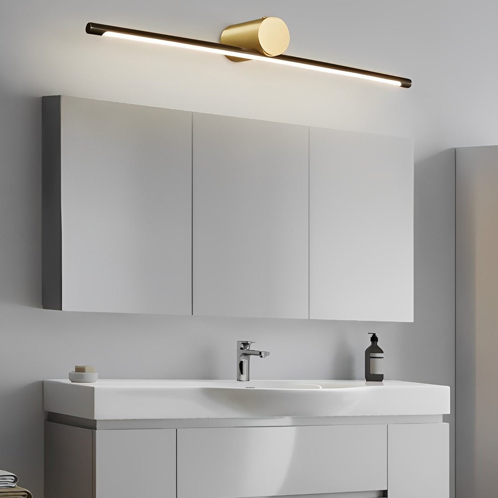 Modern Two-Tone LED Bathroom Vanity Light with Copper Cylinder and Linear Bar
