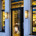 Cylinder Outdoor Wall Sconce in Stainless Steel with Warm LED Glow