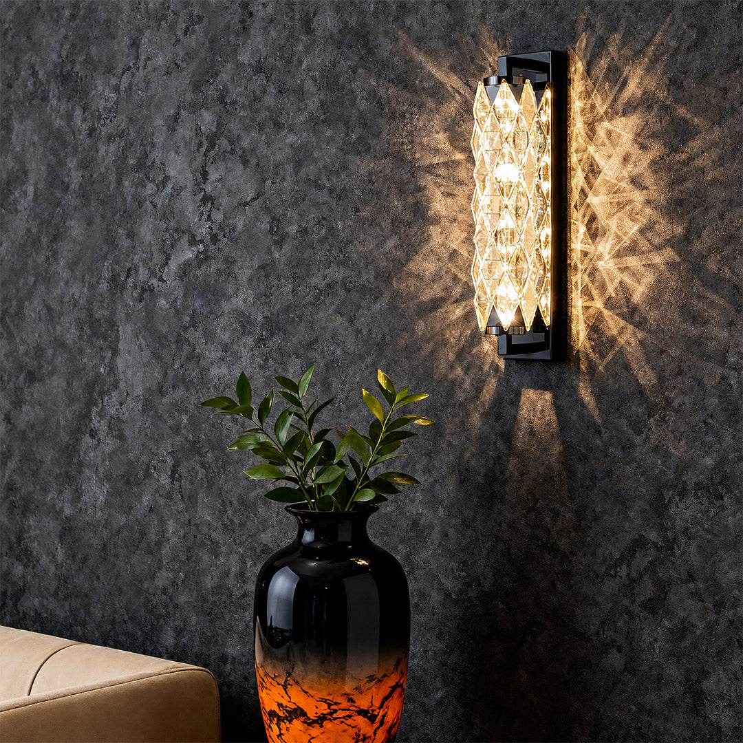 Crystal Geometric Wall Sconce in Tinted Stainless Steel
