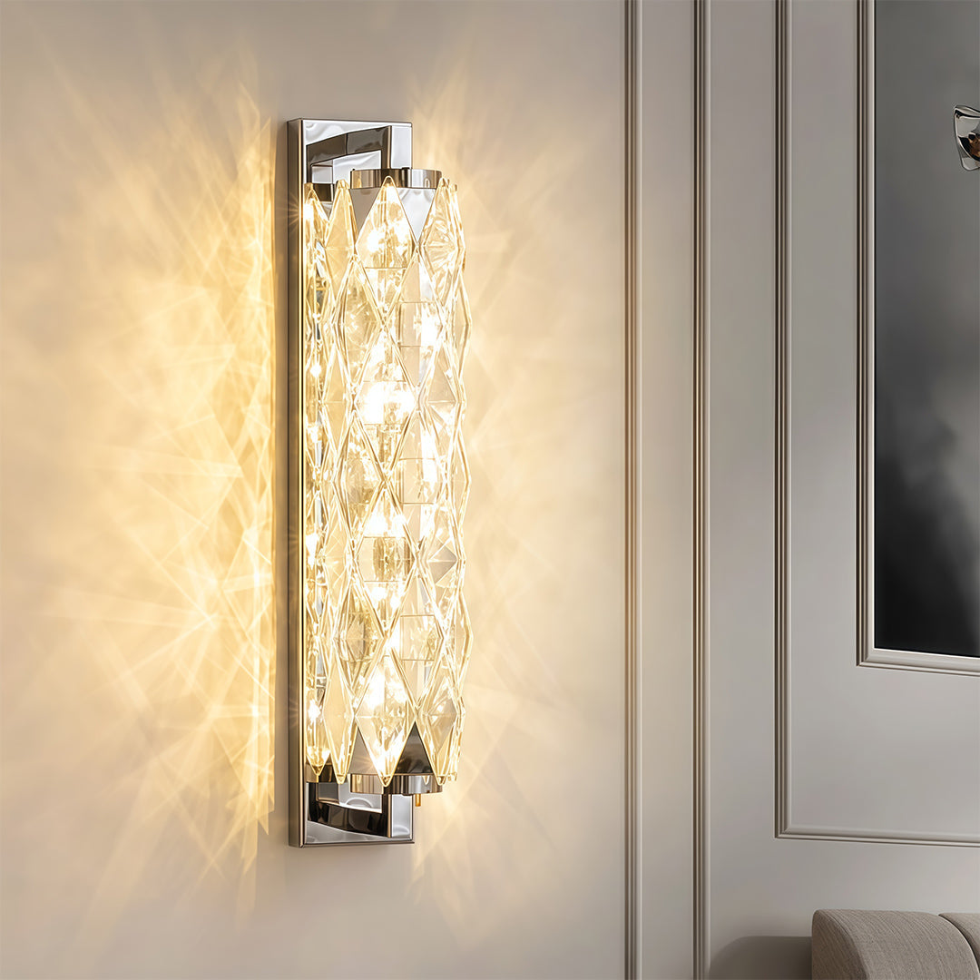 Crystal Geometric Wall Sconce in Tinted Stainless Steel