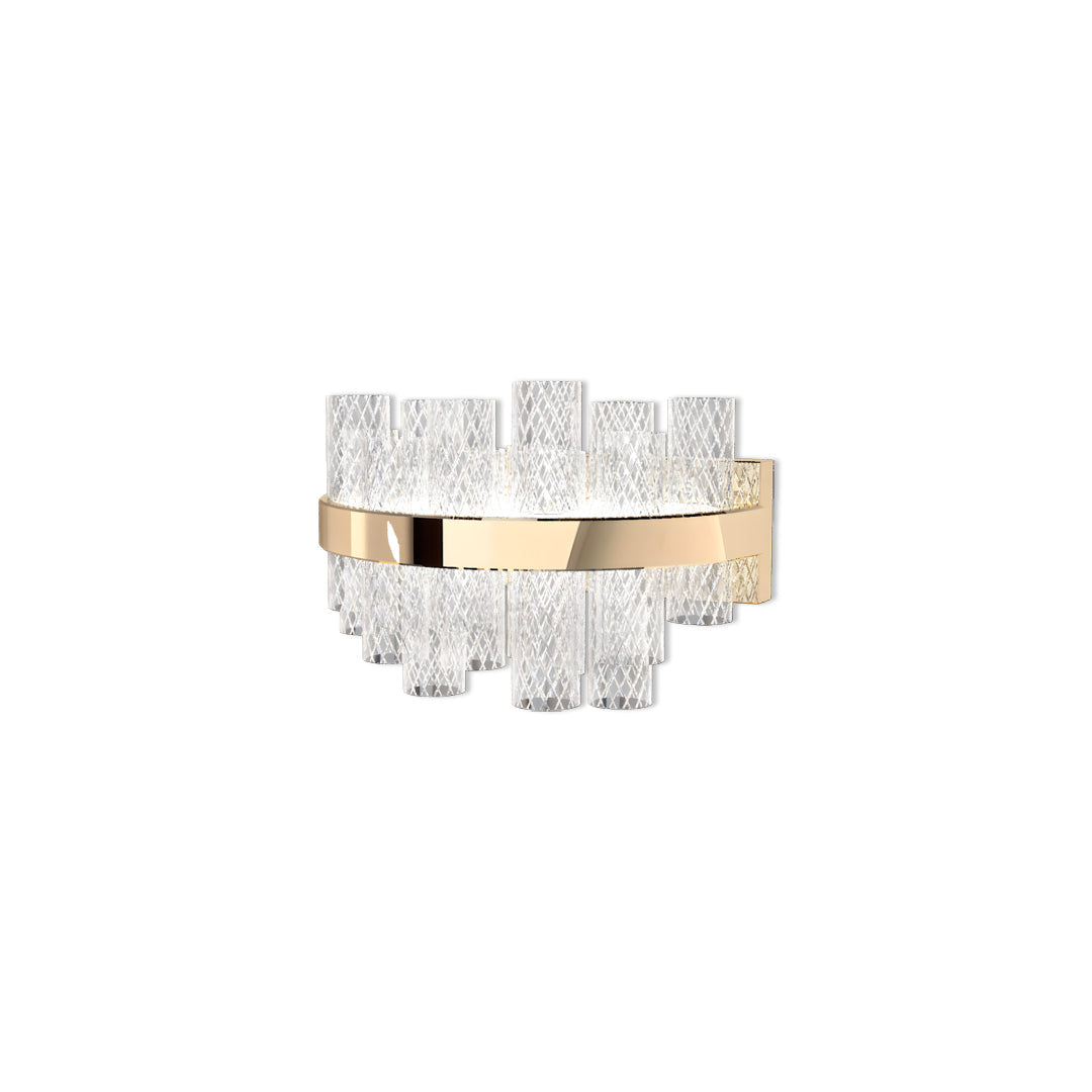 Modern Glass Wall Sconce with Stainless Steel Frame in Gold