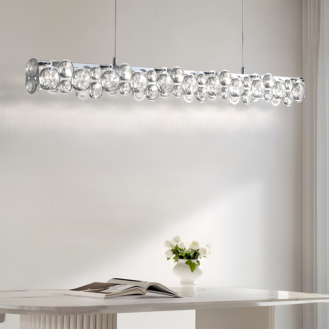 Linear Crystal Pendant Light in Silver Finish for Modern Interiors