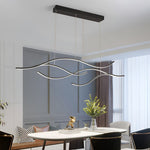 Wavy LED Pendant Light with Adjustable Height in Metallic Finishes