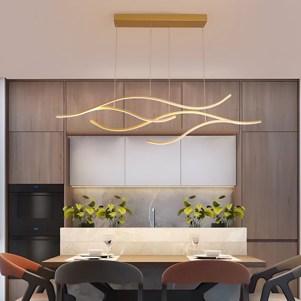 Modern Kitchen Lighting Bundle with Linear Chandelier, Crystal Pendants & Under Cabinet LED Light
