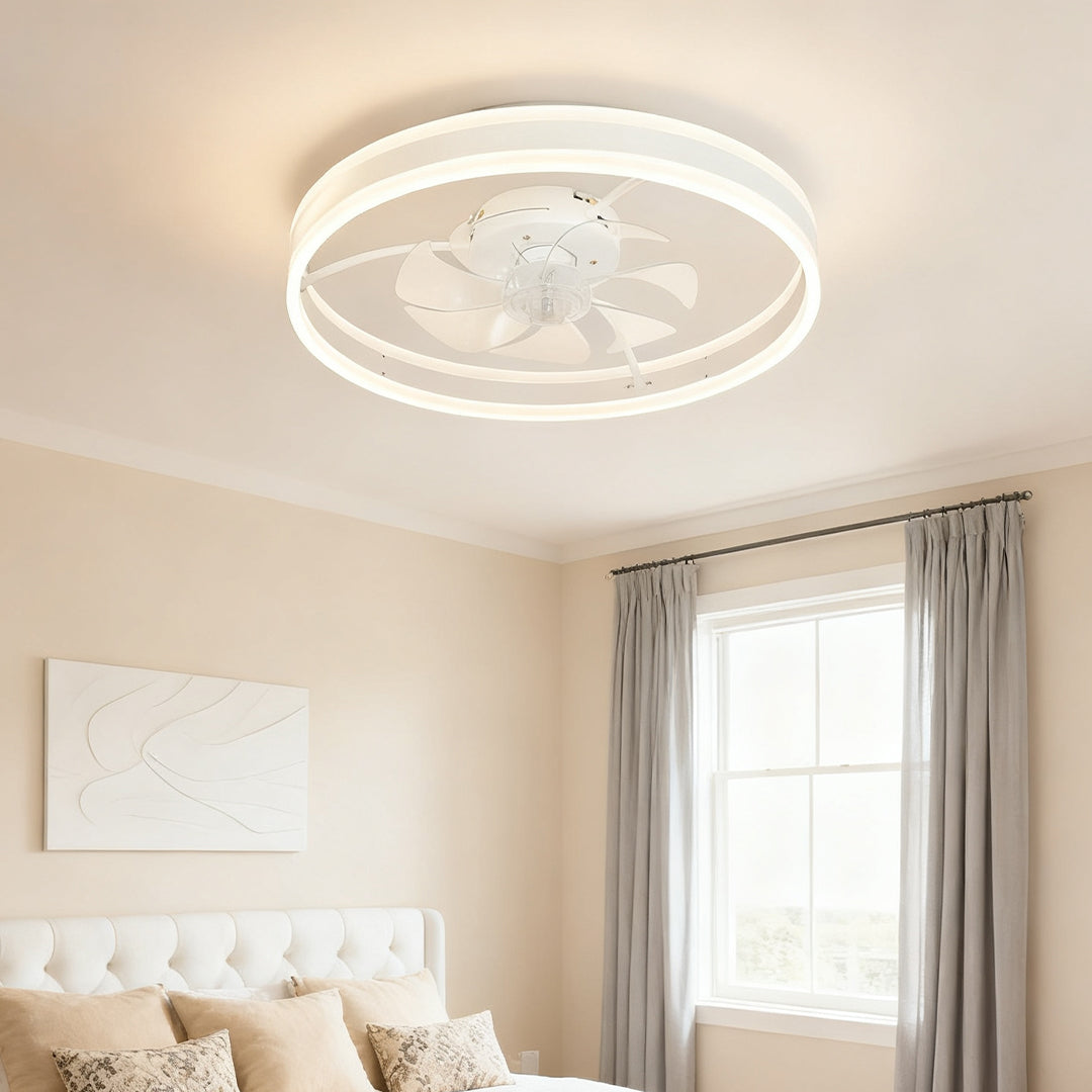 Lumina White Ceiling Fan with Integrated LED Ring Light
