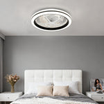 Modern White Flush Mount Ceiling Fan with LED Light and Remote