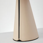 Pleated White Table Lamp with Leather Accent – Modern Bedside Lighting