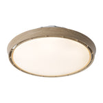 Modern Bladeless Ceiling Fan with Dimmable LED Light, Round Flush Mount in White or Wood Grain