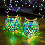 Artisan Solar Glass Mosaic Lantern for Garden and Patio