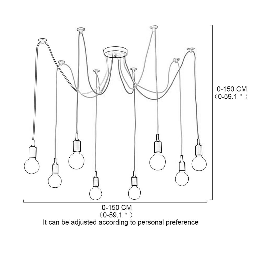 Cluster Spider Pendant Lighting 10 Heads Diy Adjustable Ceiling Lights