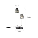 Modern Black LED Table Lamp with Glass Shade for Bedroom and Study
