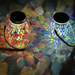 Artisan Solar Glass Mosaic Lantern for Garden and Patio