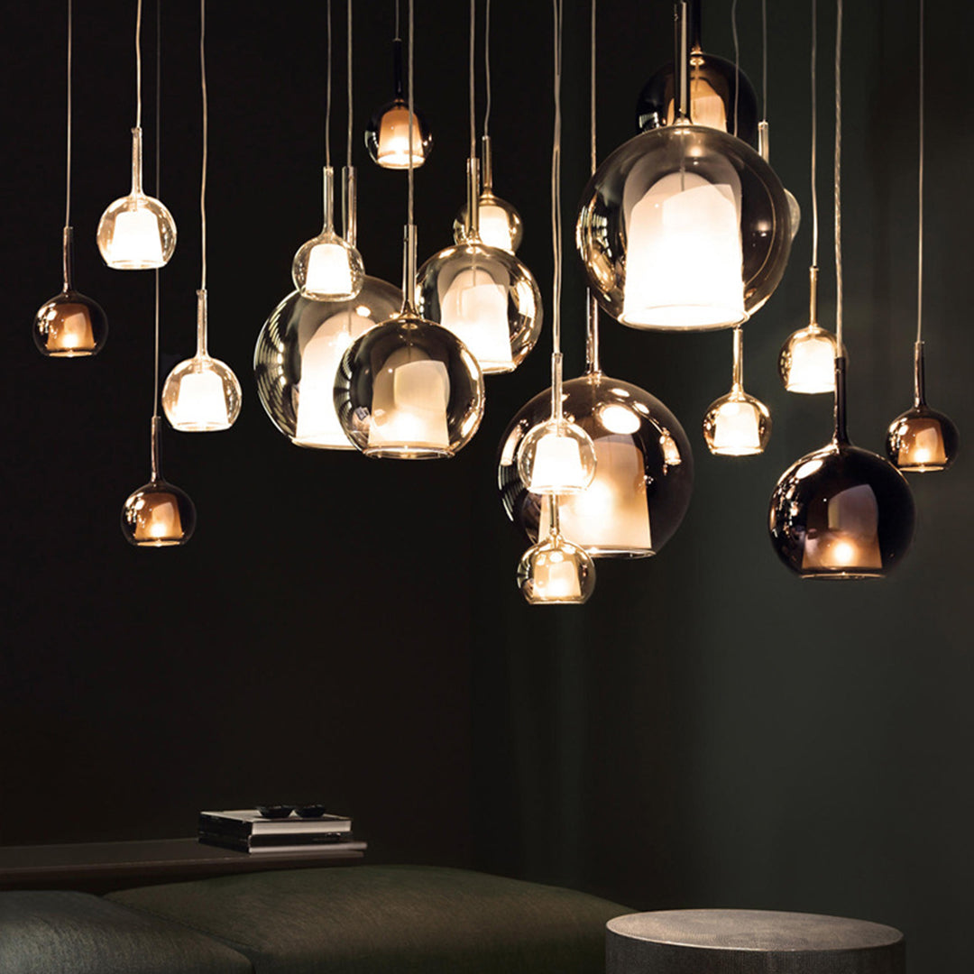 Nordic Hand-Blown Glass Ball Pendant Light for Dining Room & Living Room