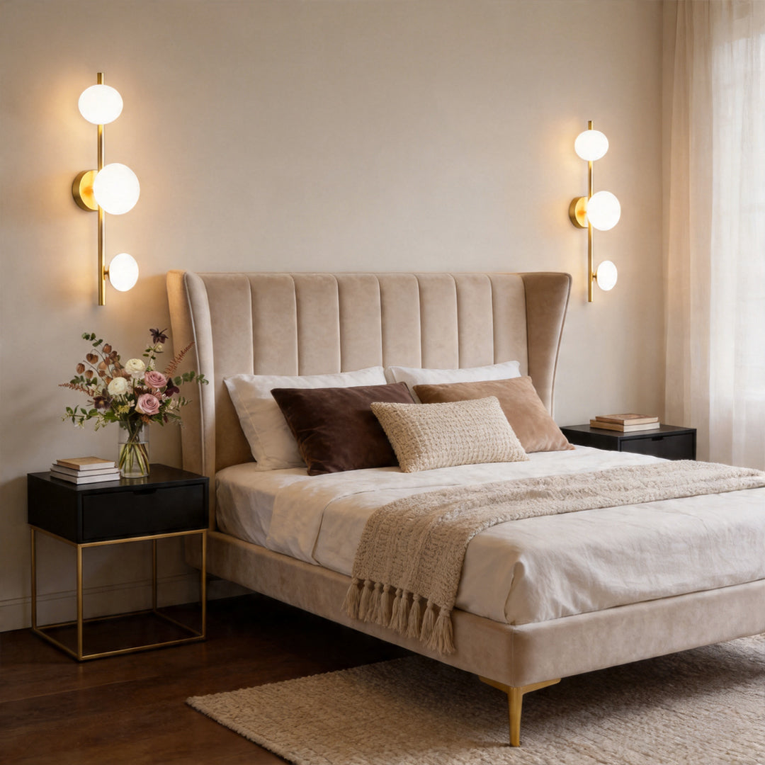 Nordic Glass Wall Sconce with Adjustable LED Light, 2 or 3 Heads