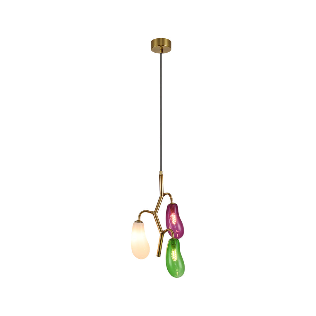 Artisan Colored Glass Multi-Pendant Ceiling Light in Brass