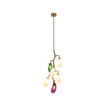 Artisan Colored Glass Multi-Pendant Ceiling Light in Brass