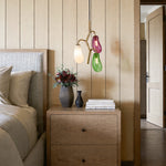 Artisan Colored Glass Multi-Pendant Ceiling Light in Brass