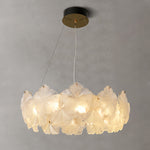 French Glass Garland Chandelier with Brass Finish, Crystal Accents