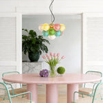 Artisan Stained Glass Chandelier with Warm LED Illumination