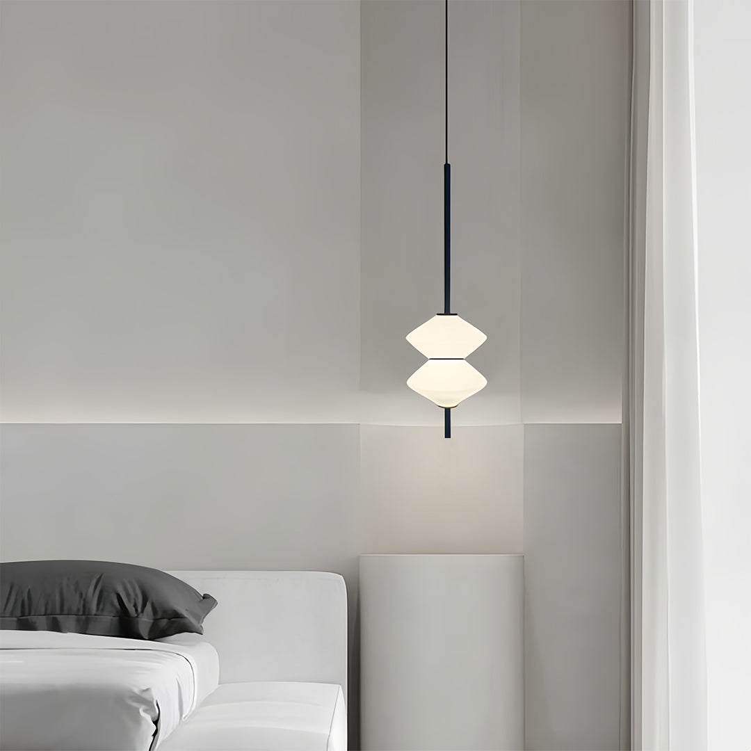 Modern LED Pendant Light for Bedside and Dining Room, Minimalist Glass and Aluminum Hanging Lamp