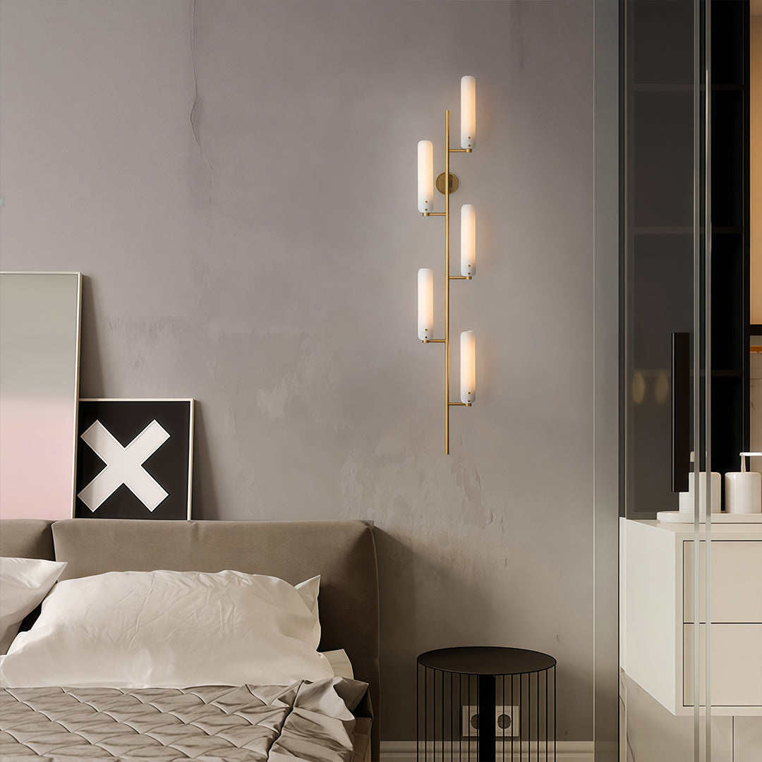 Art Deco Glass Wall Sconce in Polished Brass for Modern Interiors