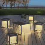 Solar-Powered Floor Lamp with Side Table – Modern Outdoor Lighting