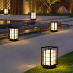 Modern Japanese Outdoor Lantern in Graphite Steel with Warm LED Glow