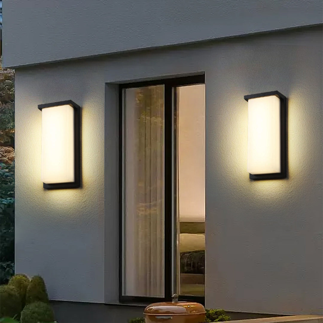 Modern Rectangular LED Outdoor Wall Sconce, Matte Black Aluminum, IP65 Waterproof