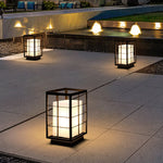 Modern Japanese Outdoor Lantern in Graphite Steel with Warm LED Glow