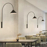 Modern Black Iron Wall Sconce with Glass Shade for Bedroom and Living Room