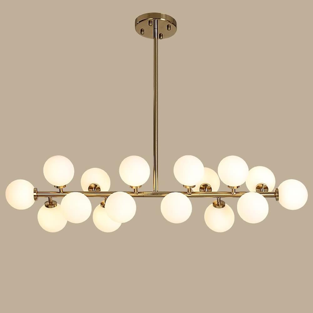 Modern Gold Kitchen Island Light 16 Light Linear Iron Global Glass Ceiling Lights Fixture 48W 110V Hardwired Indoor