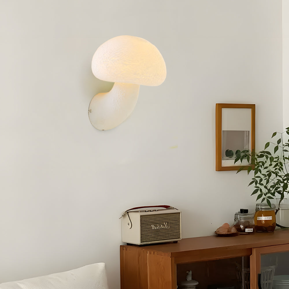 Mushroom Wall Sconce in Resin with Warm LED Glow
