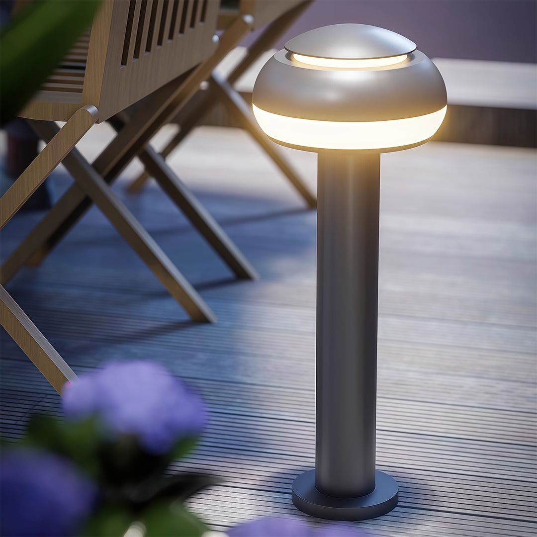 Mushroom Path Light Minimalist Dome Landscape Bollard in Black