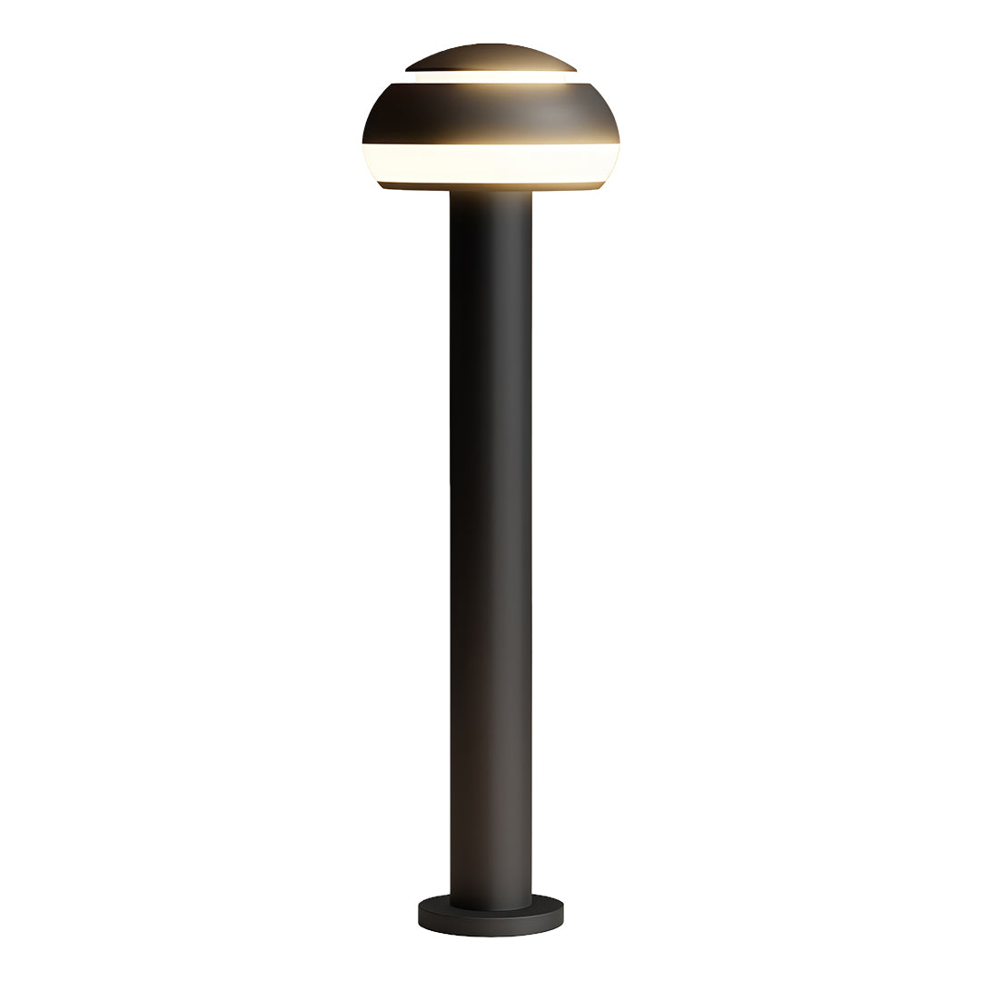 Mushroom Path Light Minimalist Dome Landscape Bollard in Black