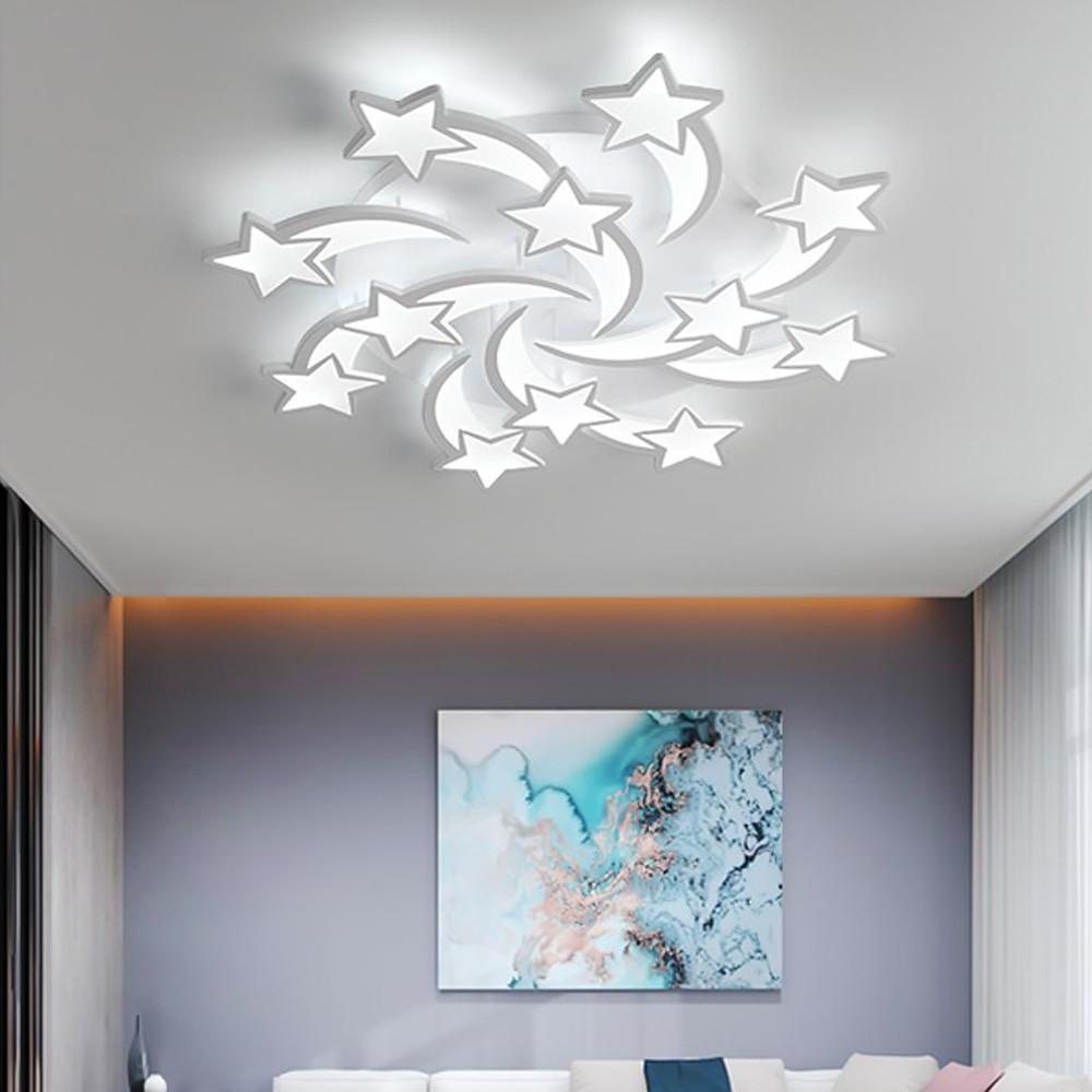 Celestial Shooting Stars Flush Mount Ceiling Light Led Dimmable White 5 To 15 Star Lights