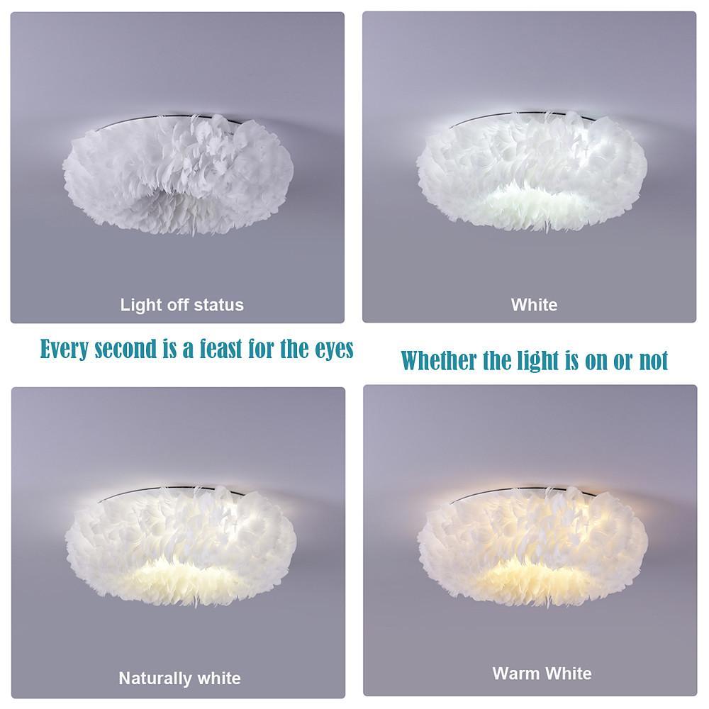 Aurelia Round Feather LED Flush Mount Ceiling Light – Nordic-Inspired Ambient Illumination