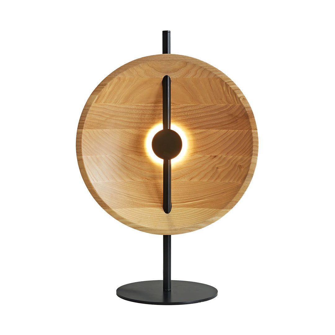 Modern Wood Table Lamp with Warm LED Light for Bedroom and Living Room