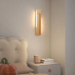 Japanese Wood & Aluminum LED Wall Sconce for Bedside and Hallway
