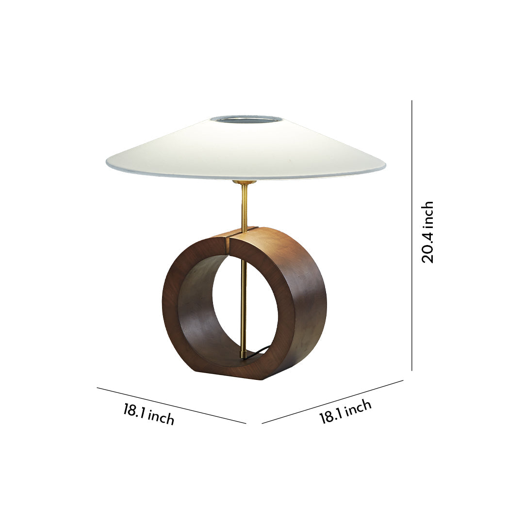 Nordic Walnut Wood Table Lamp with Beige Fabric Shade