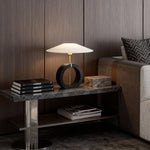 Nordic Walnut Wood Table Lamp with Beige Fabric Shade