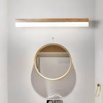 Natural Wood LED Vanity Light with Frosted Shade for Bathroom Mirror
