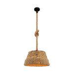 Artisan Hemp Rope Pendant Light with Iron Shade – Vintage Industrial Ceiling Lamp