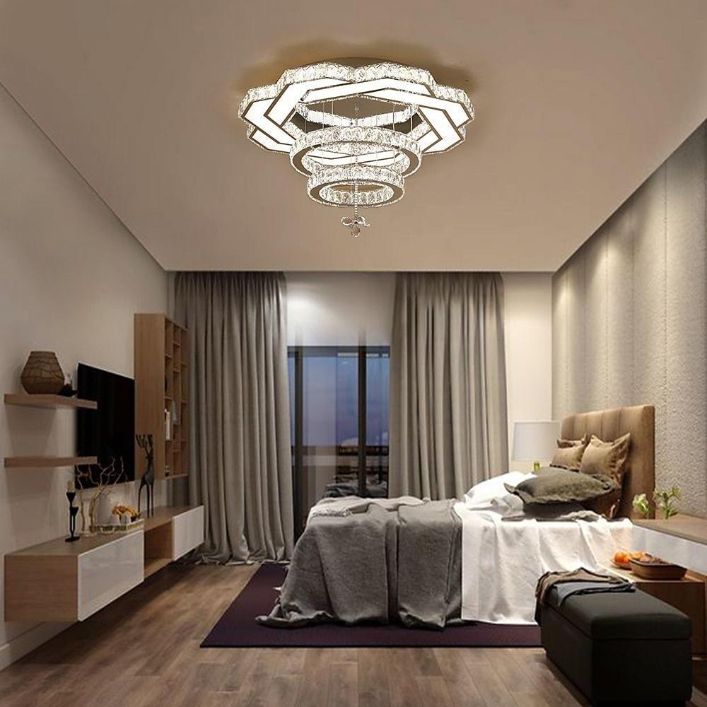 Ambient Crystal Led Flush Mount Light 20 24 31 Gold Or Silver