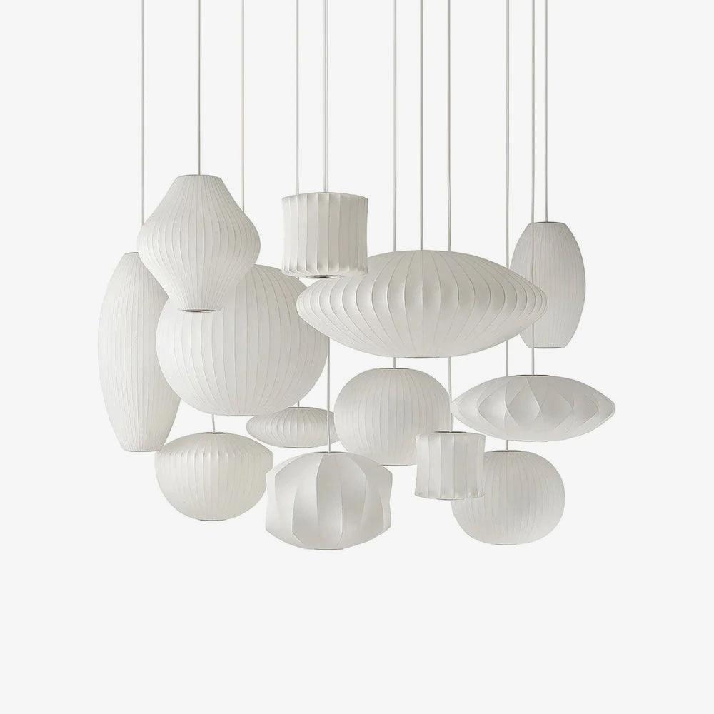 Bubble Silk Swing Arm Pendant Light – Adjustable Designer Ceiling Lamp