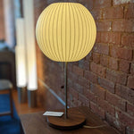Faux Silk Bubble Table Lamp with Chrome Stem and Pull Chain