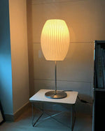 Faux Silk Bubble Table Lamp with Chrome Stem and Pull Chain