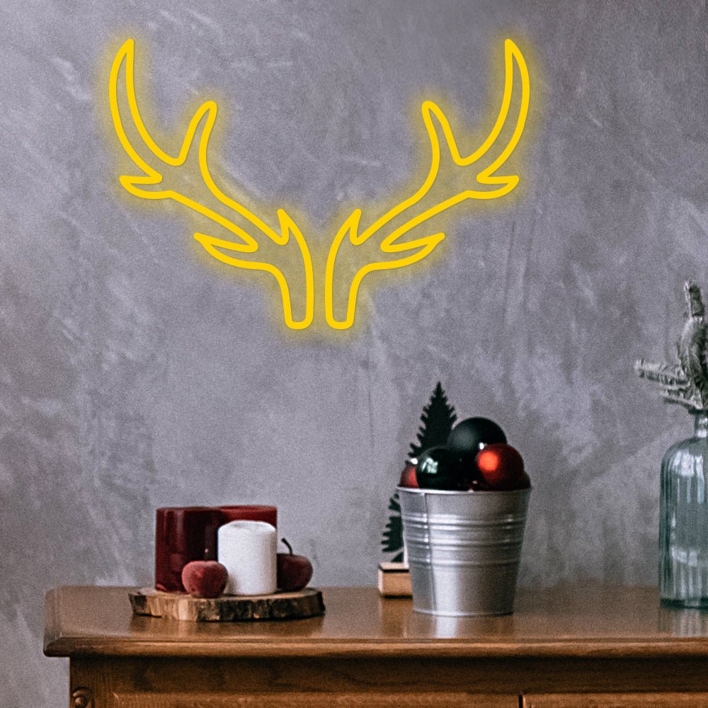 Modern LED Antler Neon Sign with Dimmer for Festive Interiors