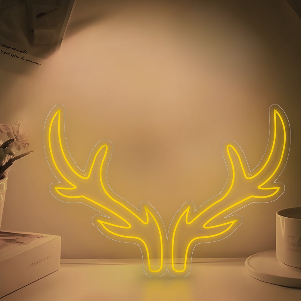 Modern LED Antler Neon Sign with Dimmer for Festive Interiors